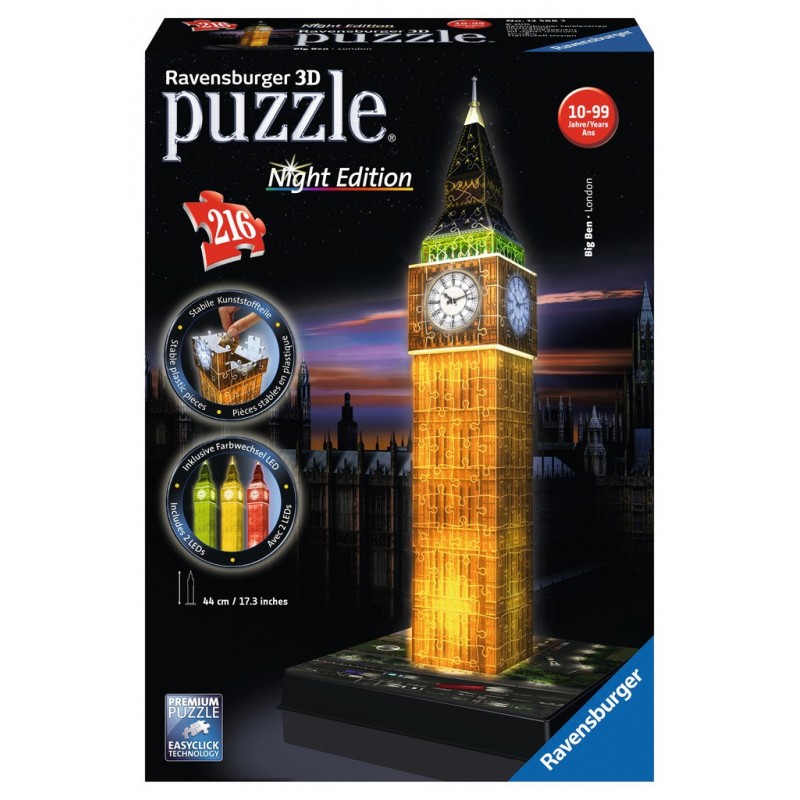 Ravensburger Big Ben Night Edition Puzle 3D 216 pieza(s) Edificios