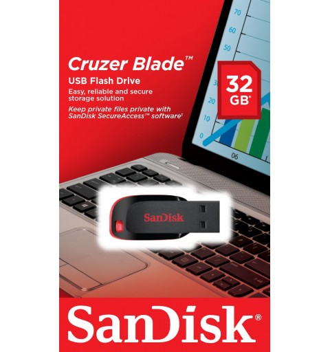 SanDisk Cruzer Blade unidad flash USB 32 GB USB tipo A 2.0 Negro, Rojo