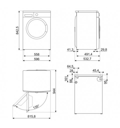 Smeg LBW60IT machine à laver Charge avant 6 kg 1000 tr min D Blanc