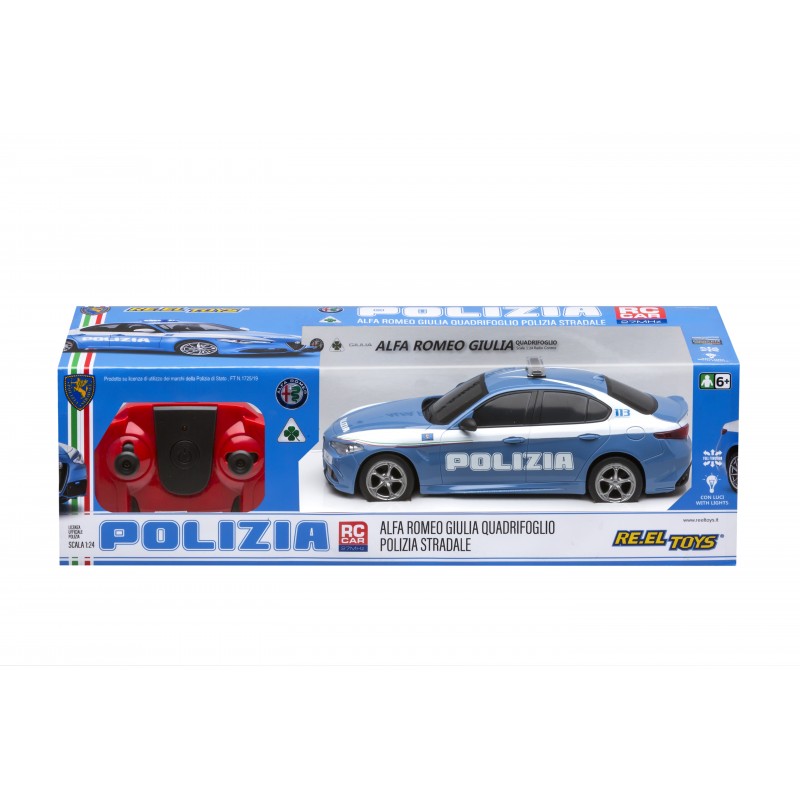 RE.EL Toys Alfa Romeo Giulia Quadrifoglio Polizia RC in Scala 1 24