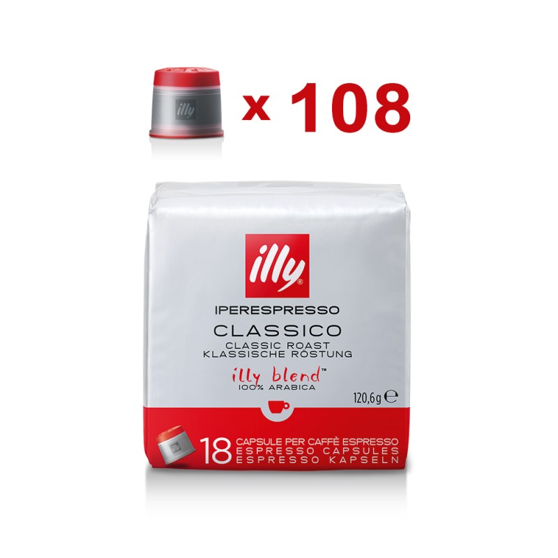 Illy Capsule Caffè Iperespresso Classico Tostatura Media (Rosso) - 108 Capsule