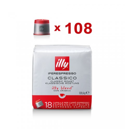 Illy Capsule Caffè Iperespresso Classico Tostatura Media (Rosso) - 108 Capsule