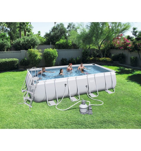 Bestway Power Steel 56466 piscina sobre suelo Piscina con anillo hinchable Rectangular 14812 L Azul, Gris