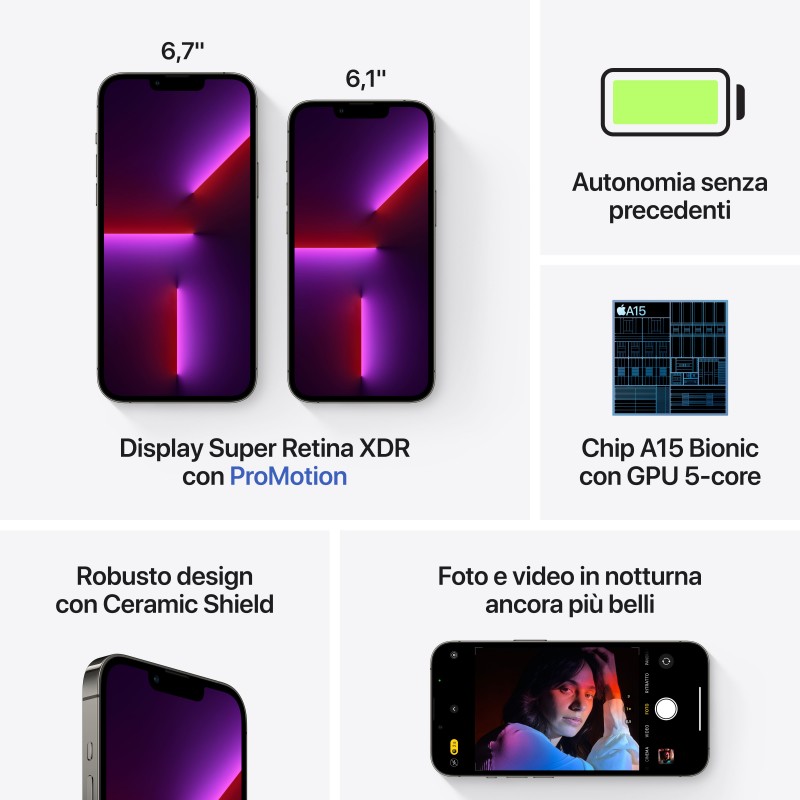 Apple iPhone 13 Pro 15,5 cm (6.1") Double SIM iOS 15 5G 1000 Go Graphite