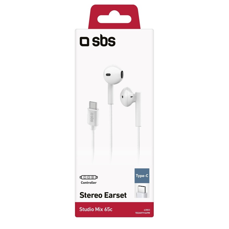 SBS Studio Mix 65c Auriculares Alámbrico Dentro de oído Llamadas Música USB Tipo C Blanco