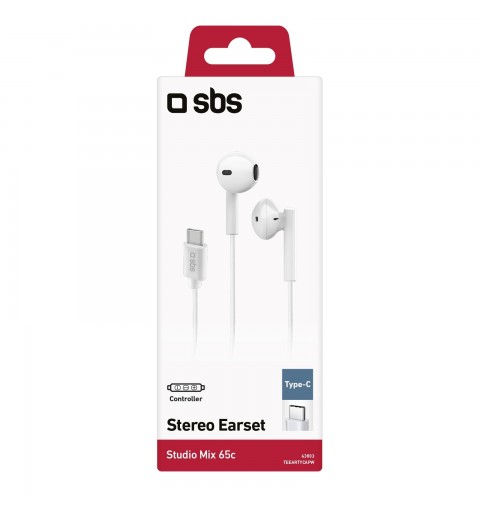 SBS Studio Mix 65c Auriculares Alámbrico Dentro de oído Llamadas Música USB Tipo C Blanco