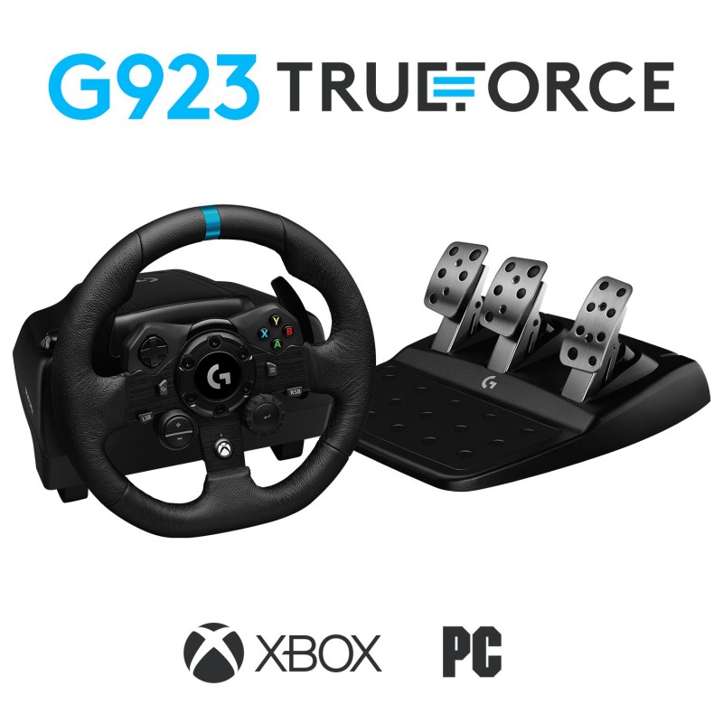 Logitech G G923 Racing Wheel and Pedals for Xbox X|S, Xbox One and PC Negro USB Volante + Pedales PC, Xbox 360