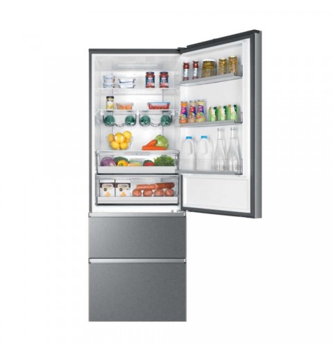 Haier 3D 70 Serie 5 A3FE744CPJ fridge-freezer Freestanding 483 L E Platinum, Stainless steel