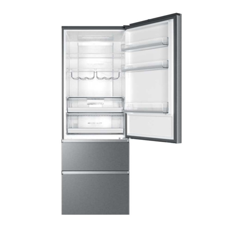 Haier 3D 70 Serie 5 A3FE744CPJ fridge-freezer Freestanding 483 L E Platinum, Stainless steel