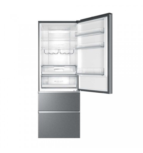 Haier 3D 70 Serie 5 A3FE744CPJ fridge-freezer Freestanding 483 L E Platinum, Stainless steel