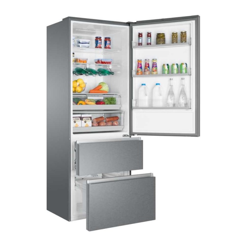 Haier 3D 70 Serie 5 A3FE744CPJ fridge-freezer Freestanding 483 L E Platinum, Stainless steel