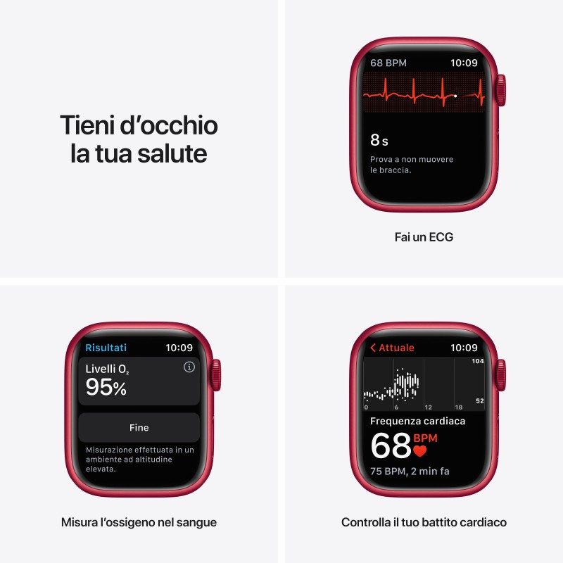 Apple Watch Series 7 41 mm OLED Rojo GPS (satélite)