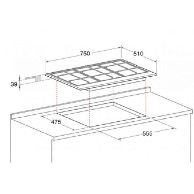 Hotpoint PCN 752 T IX HA Schwarz, Edelstahl Integriert Gaskochfeld 5 Zone(n)