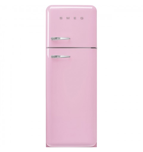 Smeg 60cm 50s Style Right Hand Hinge Freezer over Fridge Pink FAB30RPK5
