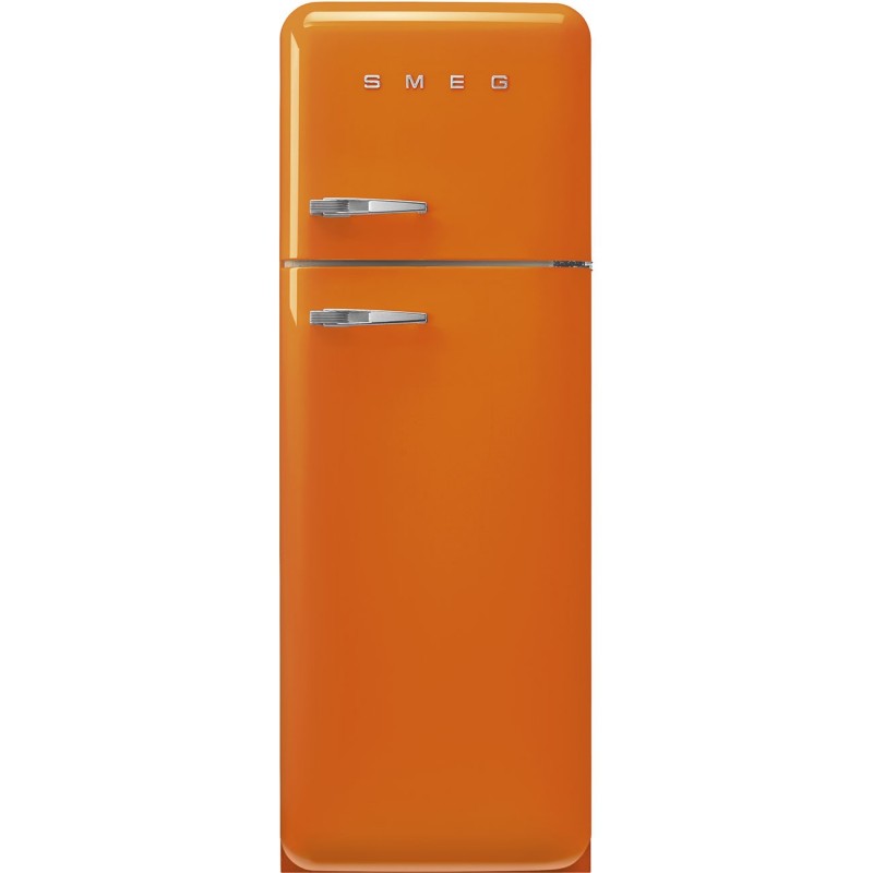 Smeg 60cm 50s Style Right Hand Hinge Freezer over Fridge Orange FAB30ROR5