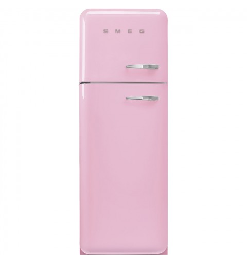 Smeg 60cm 50s Style Left Hand Hinge Freezer over Fridge Pink FAB30LPK5