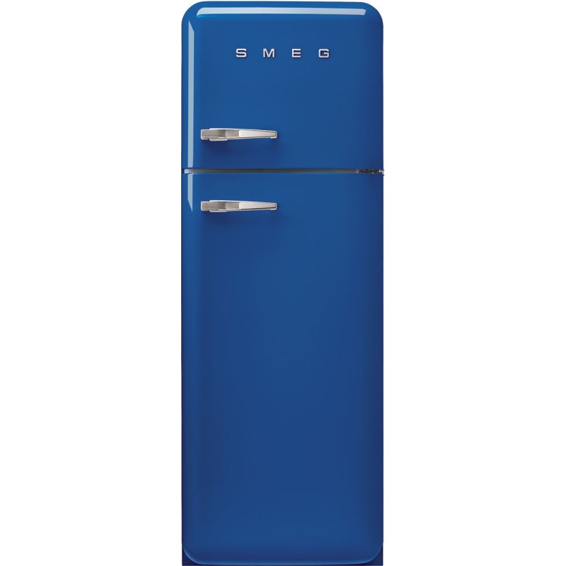 Smeg 60cm 50s Style Right Hand Hinge Freezer over Fridge Blue FAB30RBE5