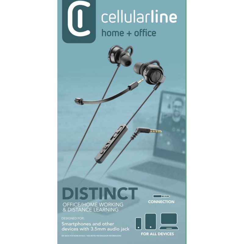 Cellularline AUDISTINCTK cuffia e auricolare In-ear Musica e Chiamate Nero