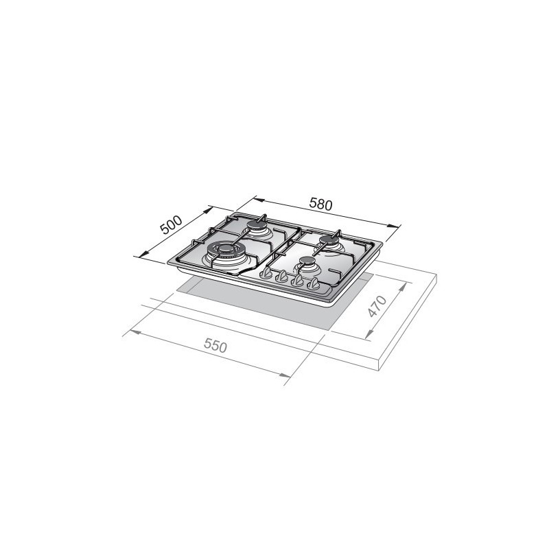 De’Longhi FFI 36 ER hobs Acero inoxidable Integrado 58 cm Combi 4 zona(s)