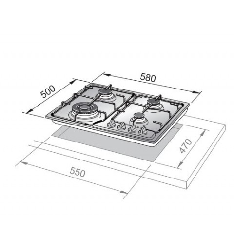 De’Longhi FFI 36 ER hobs Acero inoxidable Integrado 58 cm Combi 4 zona(s)