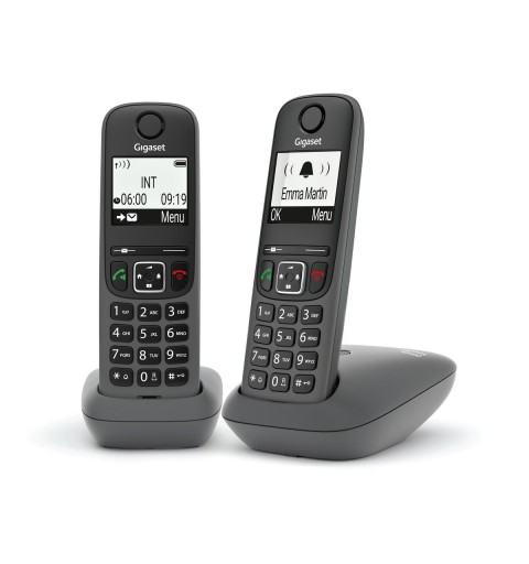 Gigaset AS490 Duo Teléfono DECT analógico Identificador de llamadas Negro