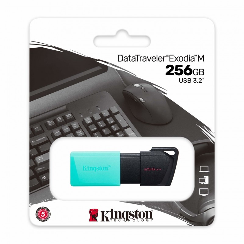 Kingston Technology DataTraveler Exodia M unidad flash USB 256 GB USB tipo A 3.2 Gen 1 (3.1 Gen 1) Negro, Turquesa