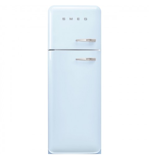 Smeg 60cm 50s Style Left Hand Hinge Freezer over Fridge Pastel Blue FAB30LPB5