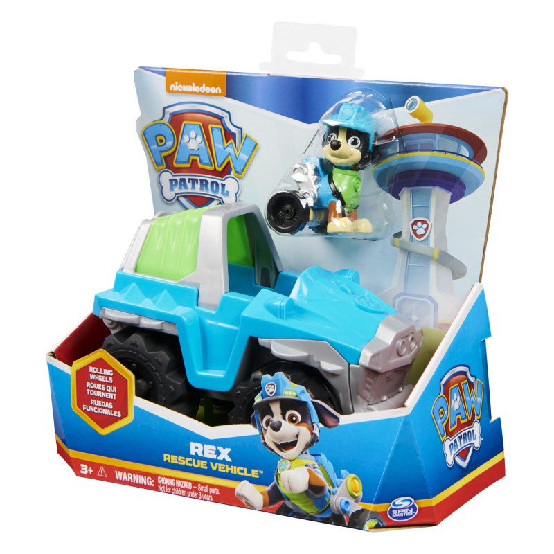 PAW Patrol , Rescue Vehicle per dinosauri di Rex con action figure da  collezione, giocattoli per bambini