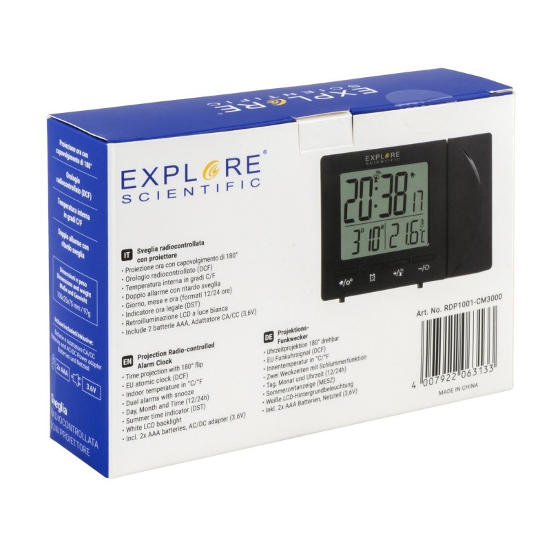 Explore Scientific RDP1001BLK despertador Reloj despertador digital Negro