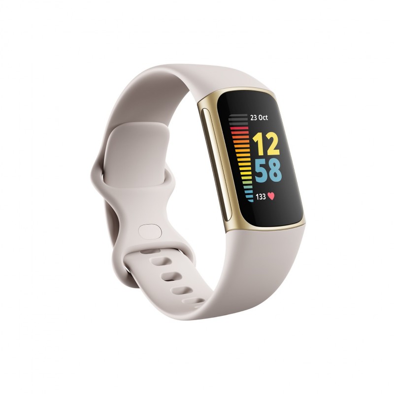 Fitbit Charge 5 Braccialetto per rilevamento di attività Oro, Bianco