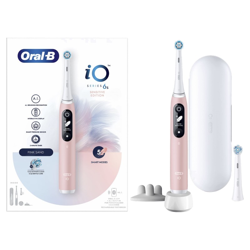 Oral-B iO 6S Adulto Cepillo dental vibratorio Rosa, Blanco