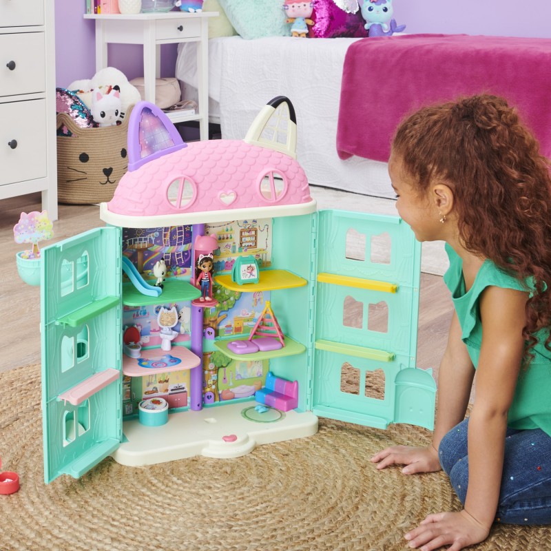 Gabby's Dollhouse Purrfect Dollhouse with 2 Toy Figures, 8 Furniture Pieces, 3 Accessories, 2 Deliveries and Sounds, Kids Toys