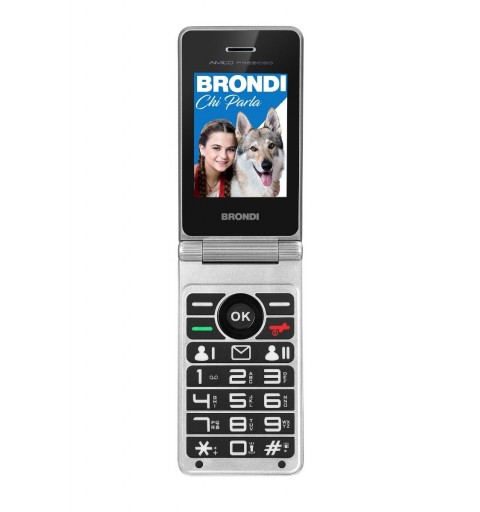 Brondi Amico Prezioso 4,5 cm (1.77") Noir, Métallique Téléphone numérique