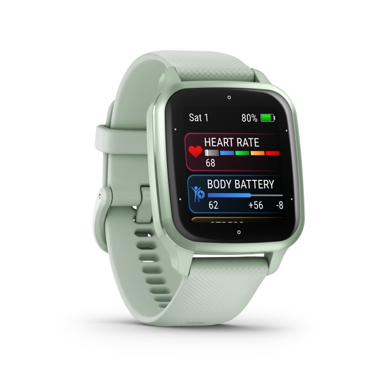 Garmin Venu Sq 2 3,56 cm (1.4") AMOLED Metálico, Color menta GPS (satélite)