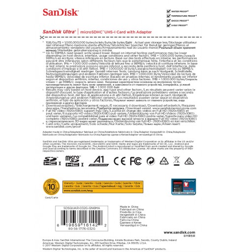 SanDisk Ultra 32 GB MicroSDHC UHS-I Clase 10