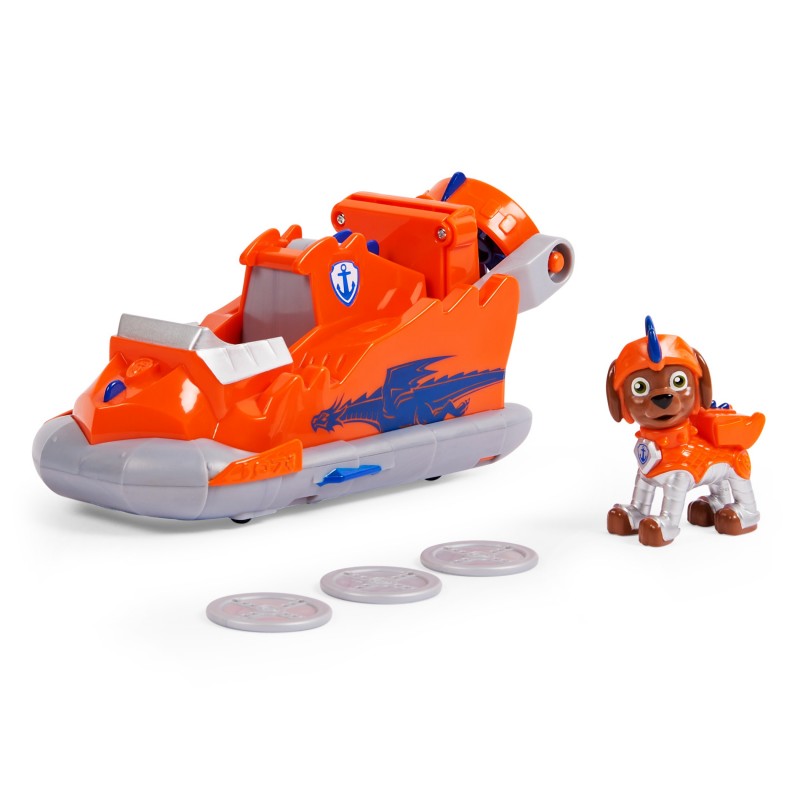 PAW Patrol Rescue Knights Zuma verwandelbares Spielzeugauto mit Actionfigur zum Sammeln, Kinderspielzeug