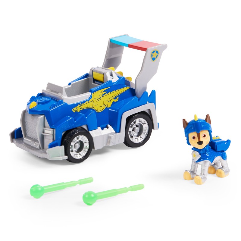 PAW Patrol Rescue Knights Chase Transforming Toy Car with Collectible Action Figure