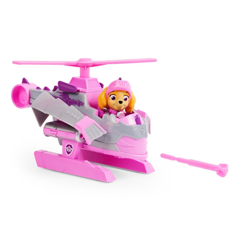PAW Patrol Vehículo de juguete transformable de Skye Rescue Knights con figura de acción coleccionable