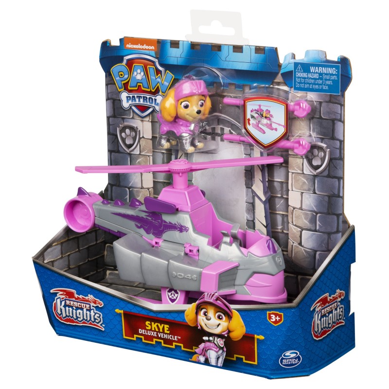 PAW Patrol Rescue Knights Skye Transforming Toy Car with Collectible Action Figure