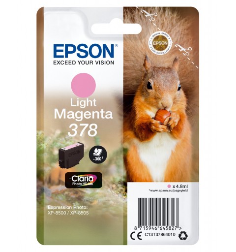 Epson Squirrel Singlepack Light Magenta 378 Claria Photo HD Ink