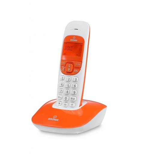 Brondi Nice Teléfono DECT Identificador de llamadas Naranja, Blanco