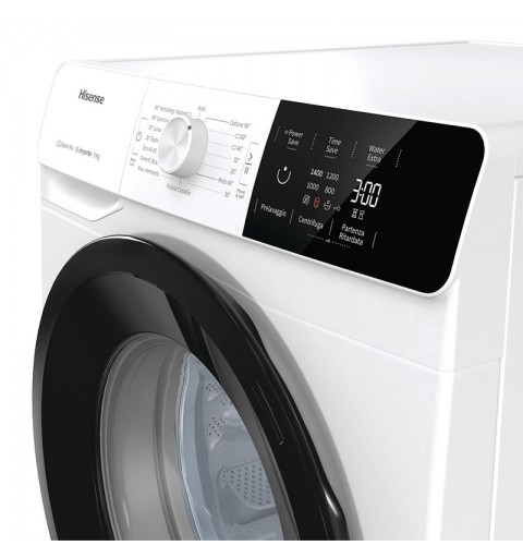 Hisense W90141GEVM machine à laver Charge avant 9 kg 1400 tr min B Noir, Blanc