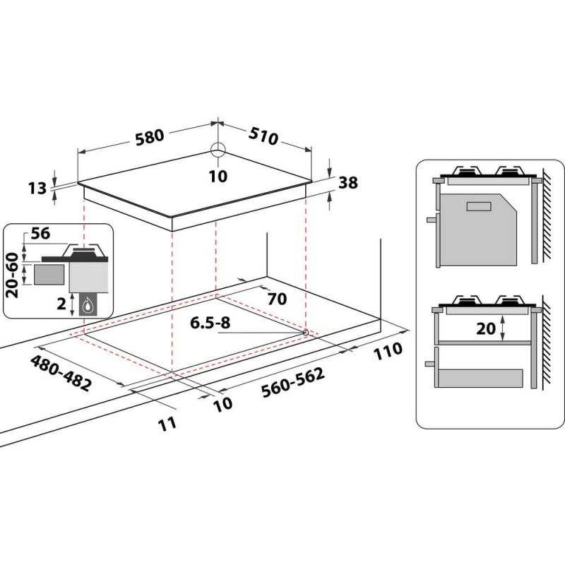 Hotpoint PPH 60G DF IX Acero inoxidable Integrado 59 cm Encimera de gas 4 zona(s)