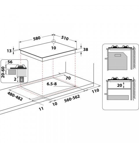 Hotpoint PPH 60G DF IX Acero inoxidable Integrado 59 cm Encimera de gas 4 zona(s)