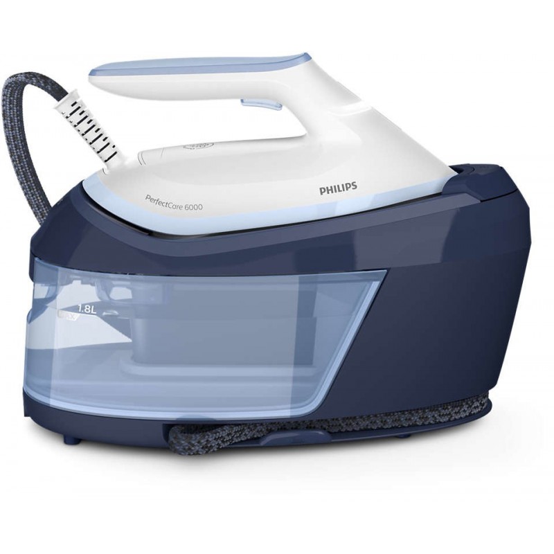 Philips 6000 series PerfectCare 2400 W 1,8 L Semelle SteamGlide Plus Bleu, Blanc