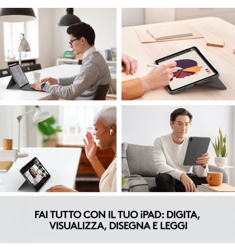 Logitech Combo Touch Custodia con Tastiera per iPad Air (4. gen - 2020) - Tastiera Retroilluminata Rimovibile, Trackpad