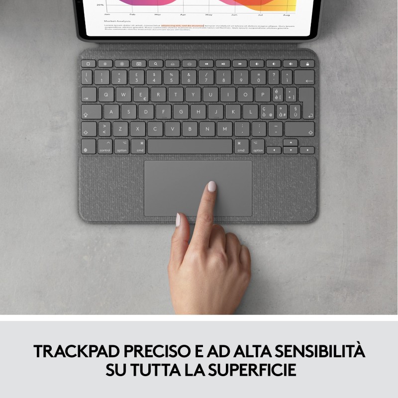 Logitech Combo Touch Custodia con Tastiera per iPad Air (4. gen - 2020) - Tastiera Retroilluminata Rimovibile, Trackpad