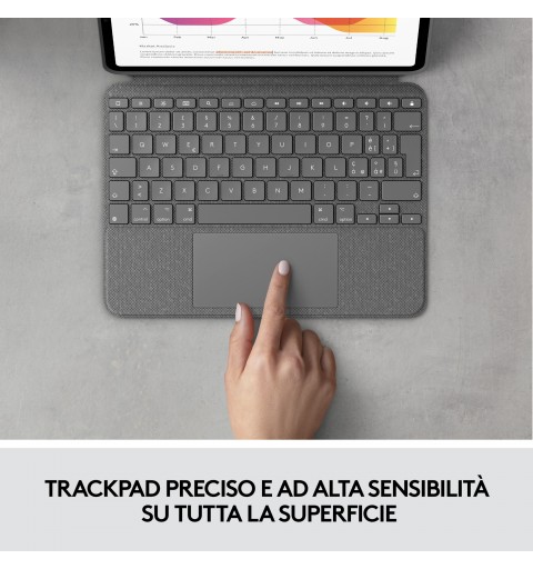 Logitech Combo Touch Custodia con Tastiera per iPad Air (4. gen - 2020) - Tastiera Retroilluminata Rimovibile, Trackpad