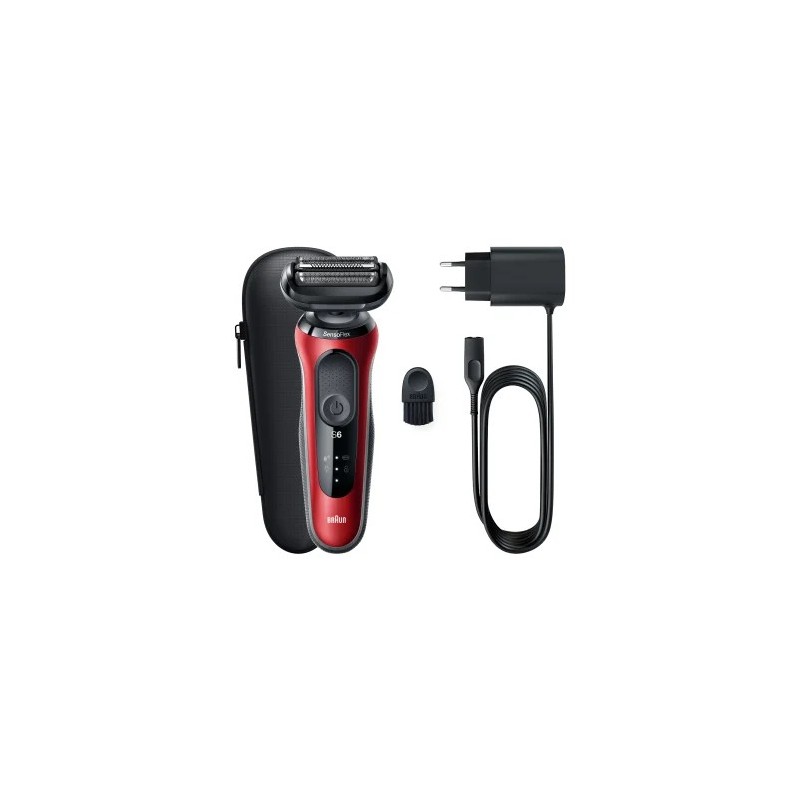 Braun Series 6 61-R1000s Rasoio Nero, Rosso