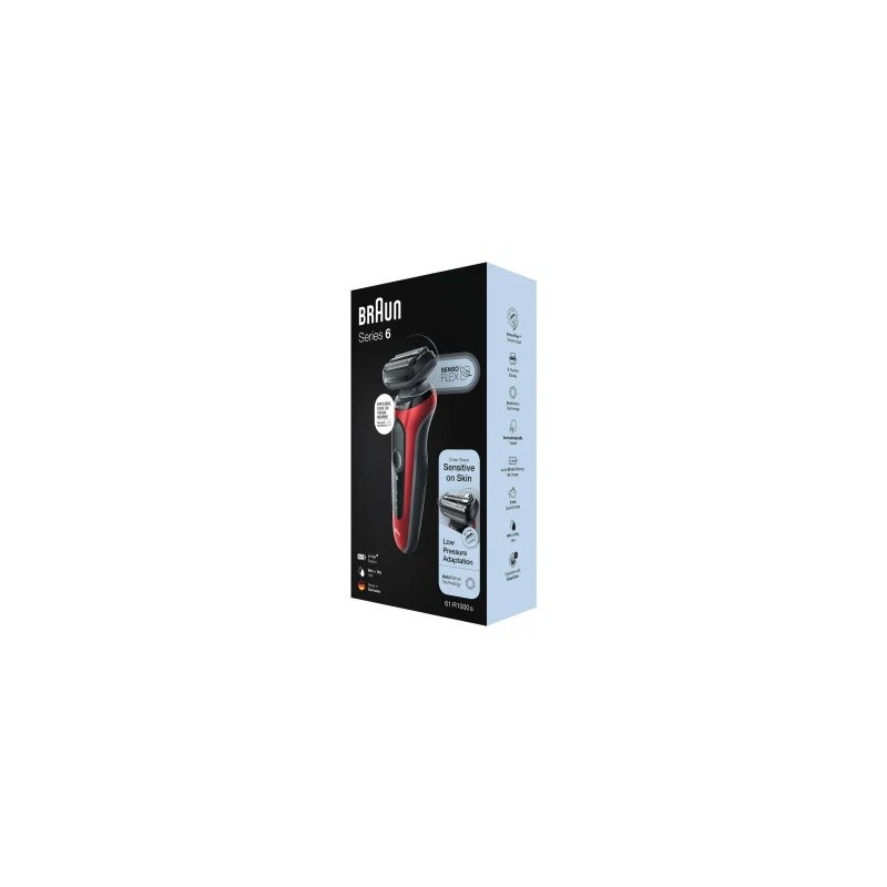 Braun Series 6 61-R1000s Foil shaver Black, Red